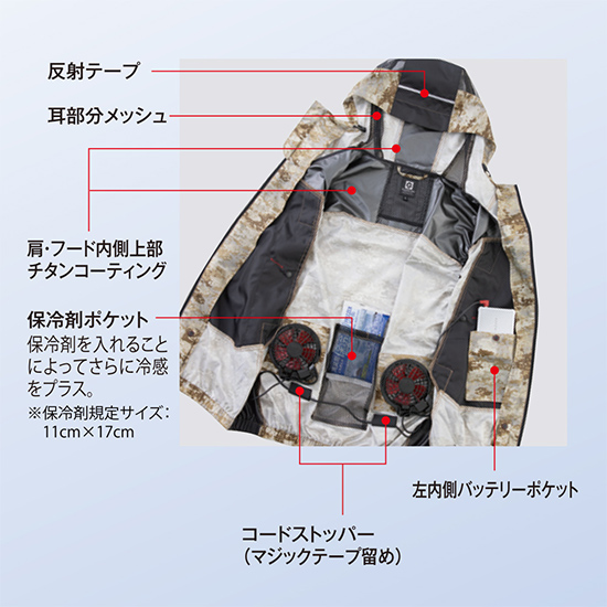 コーコス空調風神服 G7719 フーディーベスト 服のみ商品画像15